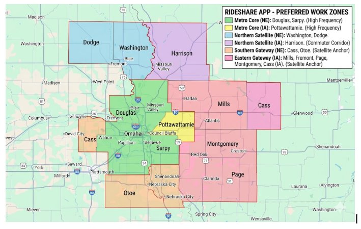 Giggles & Go Preferred Ride Zone Map — Omaha Metro Area